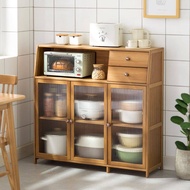 Bamboo Sideboard Tea Cabinet Kitchen Dining Cabinet Door Microwave Pot Storage Cabinet