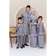 Set Family Kurung Songket Grey  Baju Raya Kurung Moden kelabu
