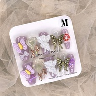 A003 SIZE M 🇲🇾 Ready Stock Handmade Nail Art Reuseable 10pcs/set Nail Tips free 5pcs Manicures Tools