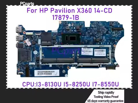 PCparts Original 17879-1B For HP Pavilion X360 14-CD TPN-W131 14M-CD Laptop Motherboard I3-8130U I5-