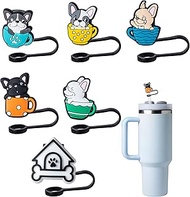 6-Piece Dog Straw Covers for Stanley Cup, 0.4in/10mm Diameter Straw Toppers Cap,Compatible with Stan