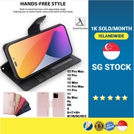 Hanman Flip Leather Casing For iPhone 12 Pro Max 12 Mini 11 Pro Max Xs Max XR 6 7 8 Plus SE2 Magneti
