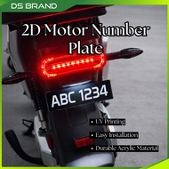 Plat Nombor Motor Acrylic 2D Plate Custom Font DS Brand M4