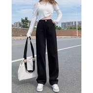 Quần ống suông rộng jean nữ Bigsize 40kg-90kg kiểu dáng trơn quần bò nữ ống rộng dáng xuông MS105 2K