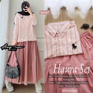 KEMEJA HAURA NADHINE DEONA SET - super cute premium women's one SET - premium cotton shirt mix popli