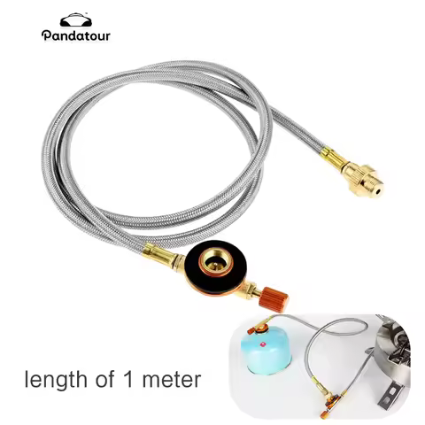 Pandatour Gas Hose Line Gas Extension Braided Hose 100cm/40" Can Gas Adapter Universal Male Connecto