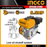 Ingco 4-Stroke Industrial Marine Low Speed Gasoline Engine 6.5HP / 7.8HP Air-Cooled Recoil Low Oil S