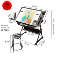 BANYAN Drawing Table Drafting Glass Table with Extra Side Table Drawers