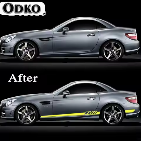 2PCS Car Door Side Skirt Stripe Stickers Vinyl Decal Accessories For Mercedes Benz SLK Class R170 R1