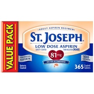 St. Joseph Aspirin Pain Reliever (NSAID) 81mg, Enteric Safety Coated, Adult Low Dose Regimen, 365 ct
