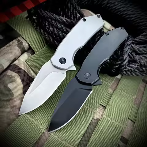 1375 Folding Knife 8Cr13Mov Blade 420 Steel Handle Portable Belt Knife Stainless Steel Outdoor Survi