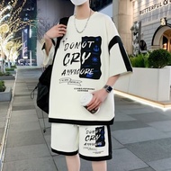 【M~5XL】Casual Sportswear Set For Men Summer Cool Loose Large Size Shorts Short Sleeve Men's T-Shirt 