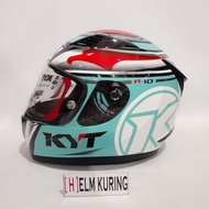 Kyt R10 Helmet Race Aqua Blue Visor Flat