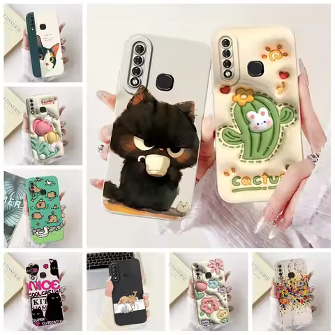 For Infinix S4 Cover Case Luxury Cute Cat Printing Pattern Casing For Infinix Smart 3 Plus X627V Bac