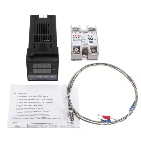 REX-C100FK02-V*DN Intelligent Temperature Controller SSR Output + SSR-40 DA + K Probe Thermocouple +