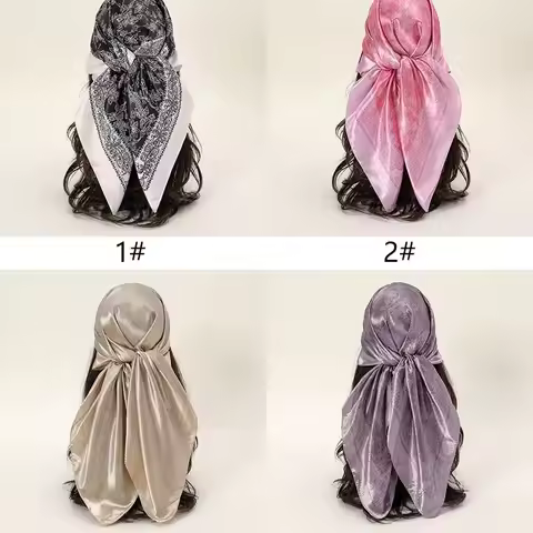 Printed Hijab Satin Silk Square Hijab For Women Muslim Fashion Hairwrap Rock Style Headscarf Islam S