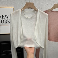 Áo croptop nữ áo cardigan dệt kim mỏng tay dài luxqlo