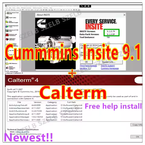 Newest CUMMINS INSITE V9.1/ 8.9 PRO + calterm software Engine Diagnostic Software Fault Code Engine 