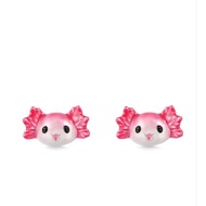 Gnoce Pink Mexican Axolotl Stud Earrings