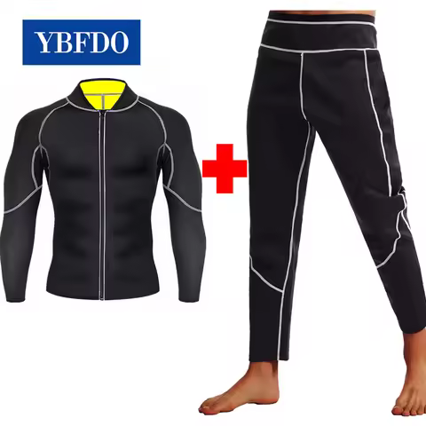 YBFDO Sauna Suit for Men Weight Loss Sweat Suit Slim Fitness Clothes Hot Thermo Sauna Pants Waist Tr
