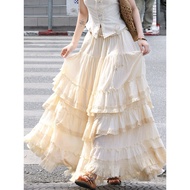Azure French Retro Lace Sunscreen Cardigan with Elastic Waist & High-Waist Lace Skirt