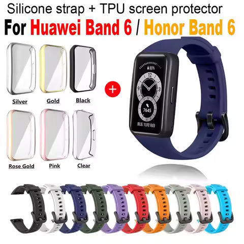 Silicone Strap for Huawei Band 6 Replacement Watch Strap for Honor Band 6 Strap with TPU Full Screen