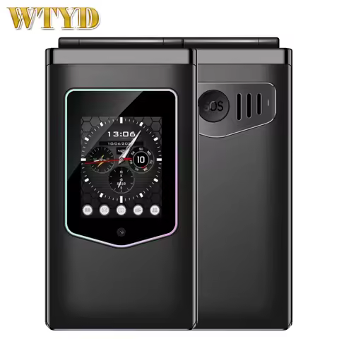 HAMTOD T8 4G Flip Phone 2.8 inch + 1.77 inch VoLTE BT SOS OTG 128MB ROM 48MB RAM 1500mAh Battery 0.3