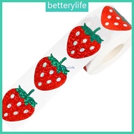 BTF 500 Pcs Fruit Sticker Strawberry Sticker Sparkly Red Sticker Decorative Sticker