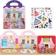 Princess Sticker Book Reusable Waterproof 3D Sticker Book for Children, Portable Jelly Sticker Game