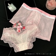 Couple's underwear, sexy lace transparent women's briefs, men's boxer briefs, couple's style, a matc