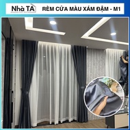 CM1 dark gray curtains large size, main curtains in many sizes, 95% sun protection - NHATABEDDING