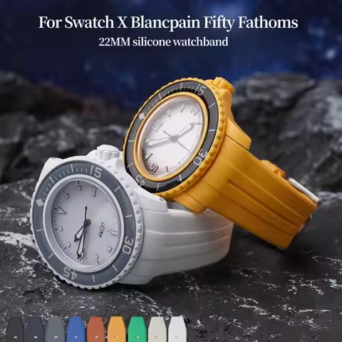 22mm Bracelet Waterproof Silicone Watch Strap For Swatch X Blancpain Fifty Fathoms Five Ocean Series