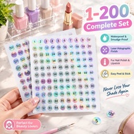 Waterproof Number 1-200 Laser Labels Stickers Nail Polish Lipstick Number Tags