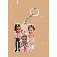 Cute custom printed mica family keychain accessories for 4 people for relatives, family, friends
