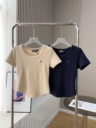 全新FILA FUSION潮牌女子針織短袖衫新款時尚休閑緊身T恤FILA tee FILA T-shirt