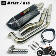 เซตท่อพร้อมปลาย Ak14 นิ้ว และปลาบดาบ 17 นิ้ว สำหรับรถ Mslaz และ R15 ตัวเก่า  คอท่อตรงรุ่น