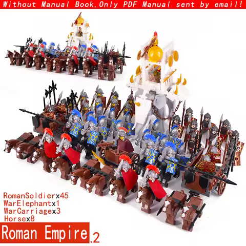 Medieval Age Castle Royal King's Knight Rome Spartacus Chariot Soldiers Building Blocks Bricks Toys 