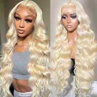 Hand-Woven Blonde Long Curly Hair Front Lace Wig Loyom613 Body Wave Ladies Mid-Length Light Gold