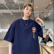 【M-8XL 】New Summer China-Chic Round Neck Short Sleeve T-shirt for Men Fashion Trend Loose Oversize T