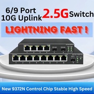 🔥SG Stock🔥6-Port 9Port 2.5G Network Switch 10G Uplink Unmanaged Ethernet RJ45 SFP+ Multi-Giga 10Gbps