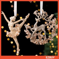 {ezbuy.my1}Glitter Sequins Christmas Ornament Champagne Ballerina Dancer/Snowflake/Butterfly Hanging