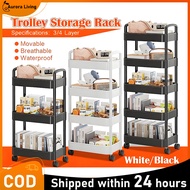 3 Tier Trolley Living Room Kitchen Trolley Storage Rack Shelf with Wheel 4 Tier Trolley