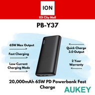 AUKEY PB-Y37 65W PD Dual USB C Port with 20000mAh Powerbank for Notebook, iPhone, Ipad, Nintendo Swi