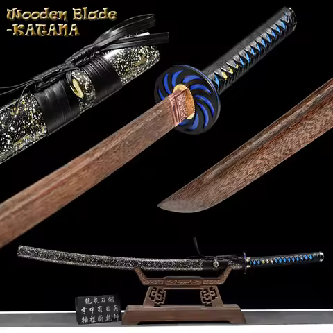 Real Japanese Katana, Log Wood Blade, Iron Tsuba With Fashion Design, Lacquered Saya, Iaido/Iaito Tr
