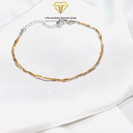 Women's Bracelet S925 2 Strings of Elegant Striped Lotus Noodles LV100 - Van Khanh Jewelry