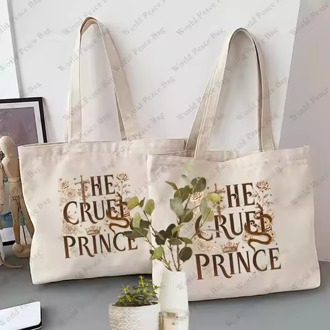 1 pc The Cruel Prince patternTote Bag Canvas Shoulder Bag For Travel Daily Commute Women's Reusable 