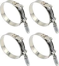 VIKKSAER 4Pcs T Bolt Hose Clamp, 3.25 Inch To 3.58 Inch Adjustable Worm Hose Clamp, 304 Stainless St
