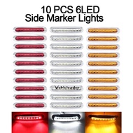 10x 12V-24V Truck 6LED Chrome Bezel Side Marker Light Tail Lamp Auto Car Bus Truck Lorry Trailer Car