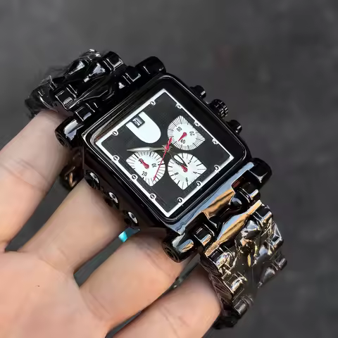 Alabaster Big High Quality Six needles Multifunctional Quartz Watch Men silver black Antique Industr