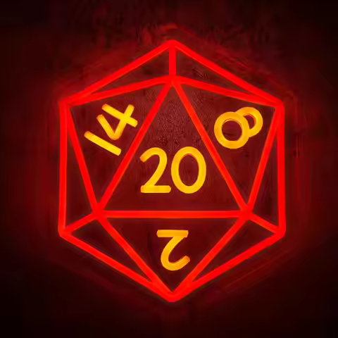 Game Dice Neon Sign USB Dimmable LED Light for RPG Fans Bedroom Game Room Man Cave Game Night Party
